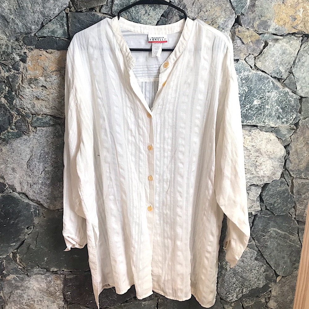 Moda Internazionale Forelli white linen polyester rayon long sleeve shirt 18